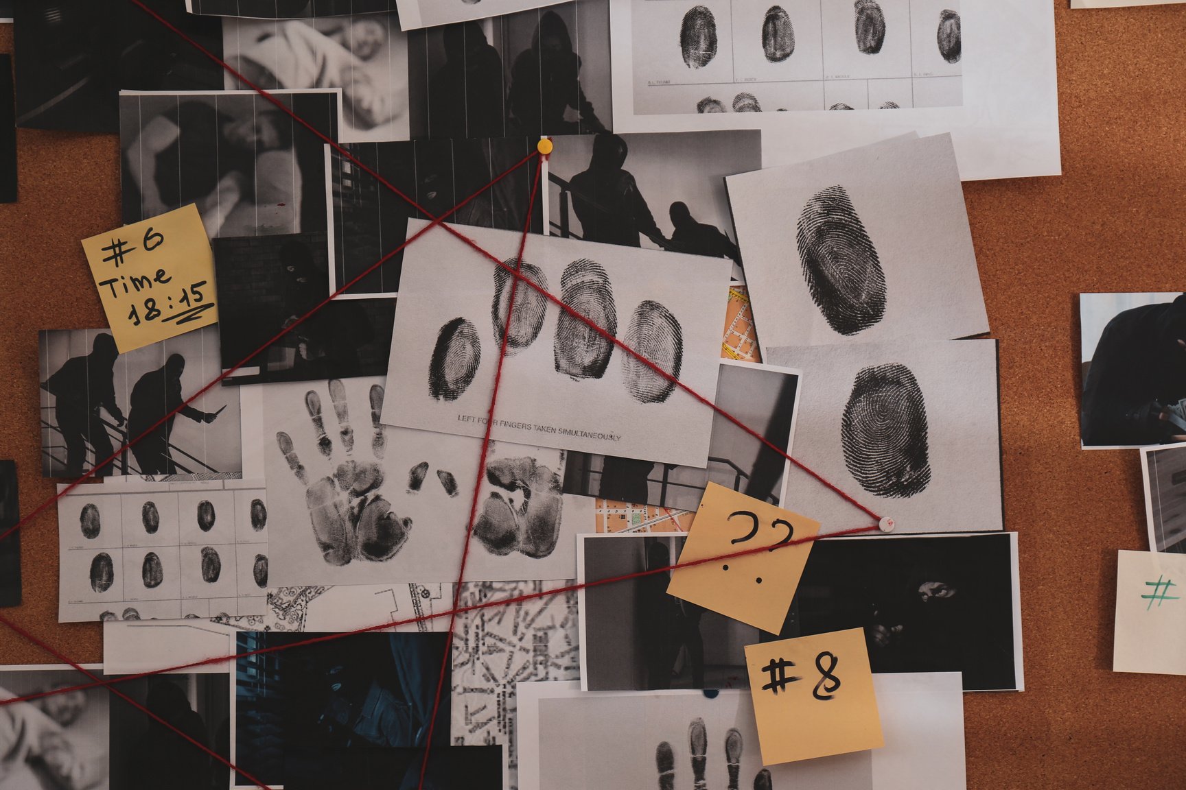 Detective Board with Crime Scene Photos